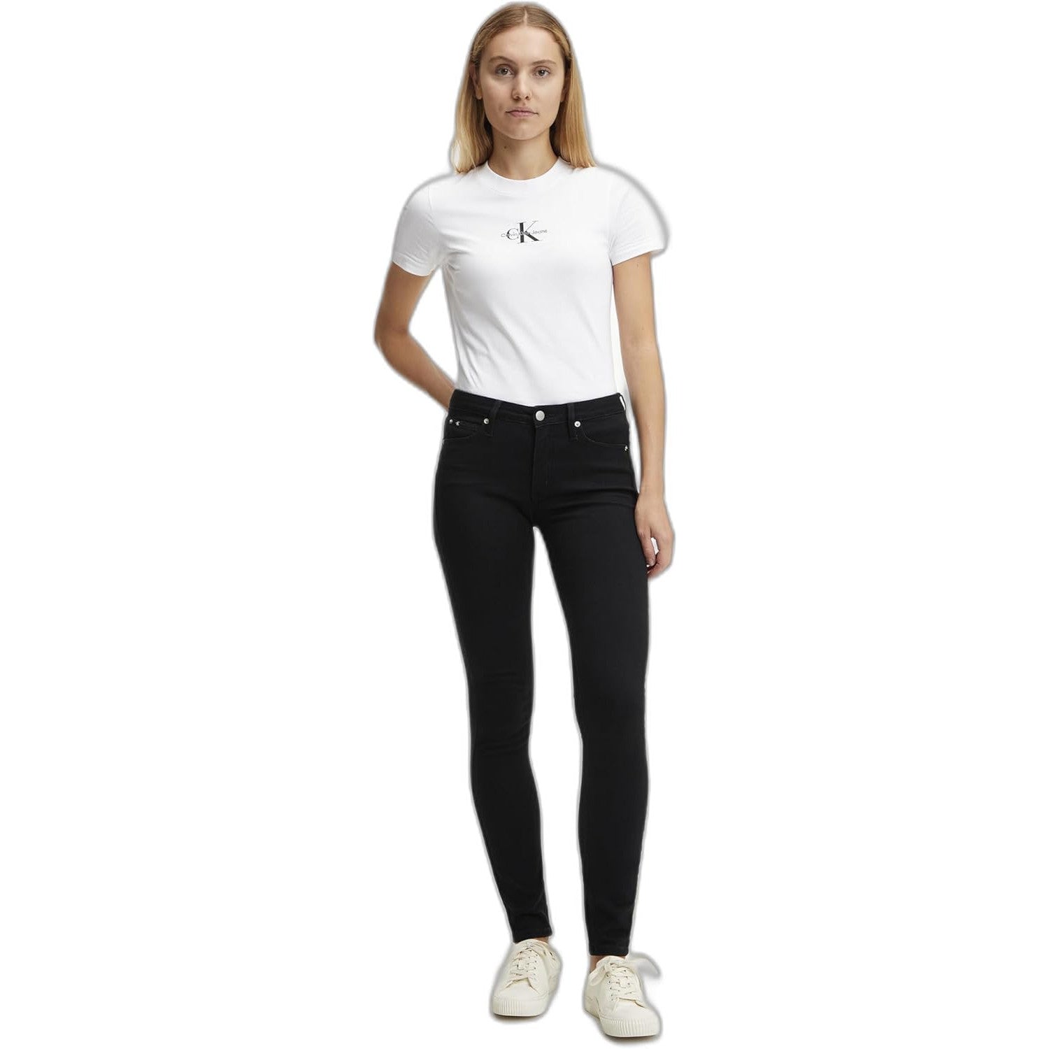 Calvin Klein Women's Mid-Rise Skinny Denim Jeans – Classic Black